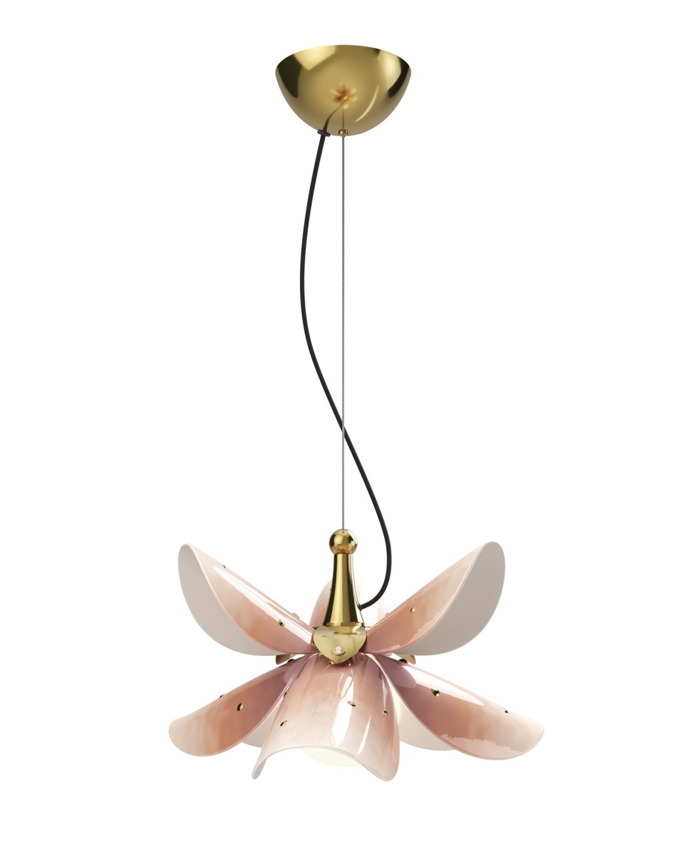 Blossom hanging lamp (pink-gold)(CE/UK) Lladró Porcelaine 01024115  