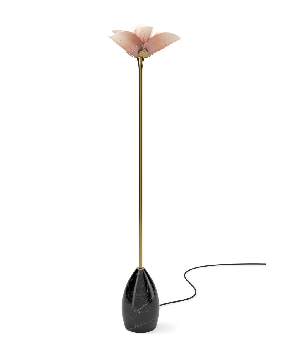 Blossom floor lamp (pink-gold)(CE) Lladró Porcelain 01024124