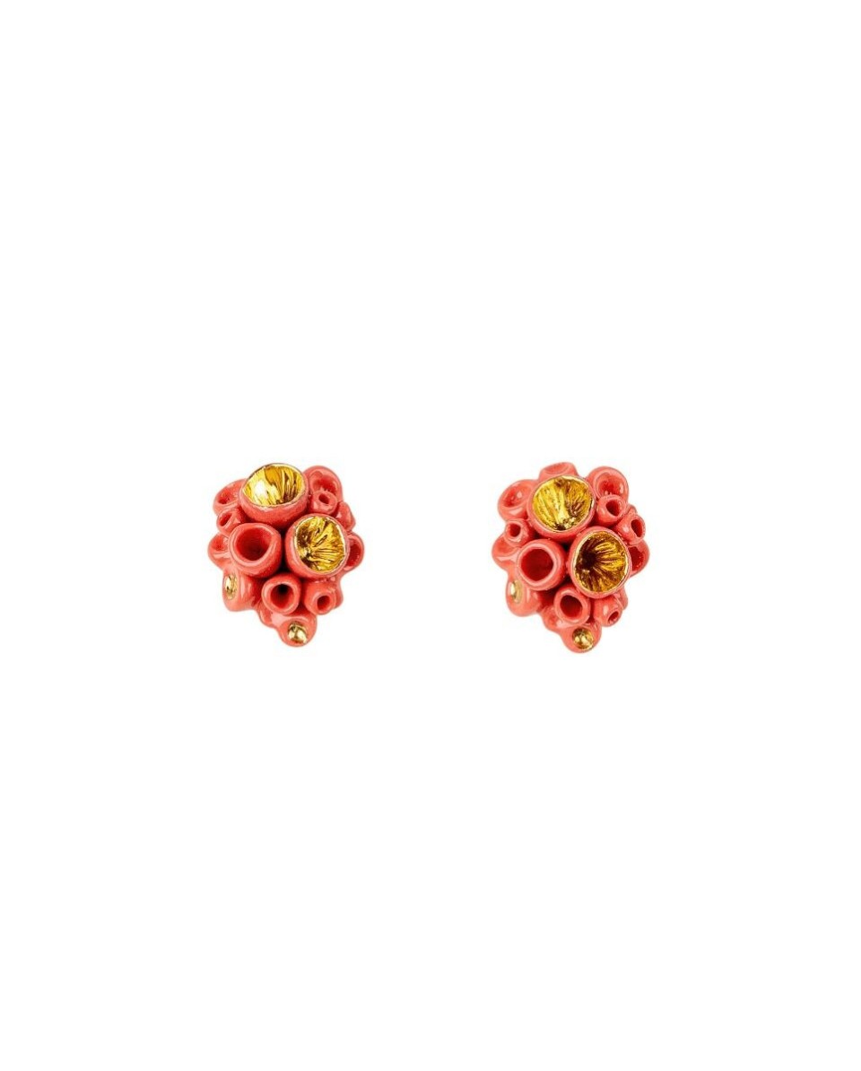 Golden coral reef stud earrings Lladró Porcelain 01010246