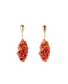 Golden coral reef long earrings Lladró Porcelain 01010245