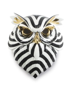 Owl Mask Black-Gold Lladró Porcelain 01009406