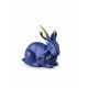 Blue-Gold Lladró Bunny: Attentive Porcelain Figurine