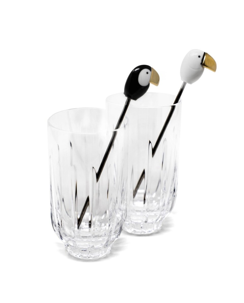 Set 2 grands verres Toucan 2 agitateurs Lladró Porcelaine