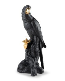 Macaw Bird Black-Gold Lladró Porcelain 01009577