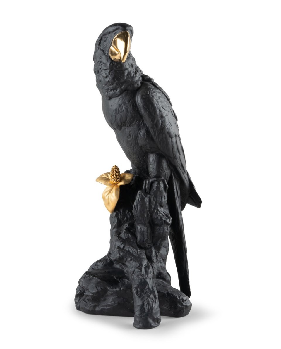 Macaw Bird Black-Gold Lladró Porcelain 01009577