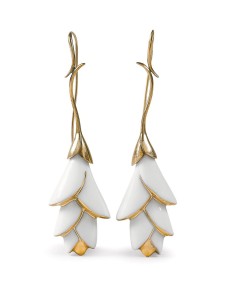 Boucles d'oreille pendants Heliconia Lladro Porcelaine 01010172