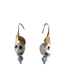 Frida Kahlo Skull Earrings - Lladro Porcelain