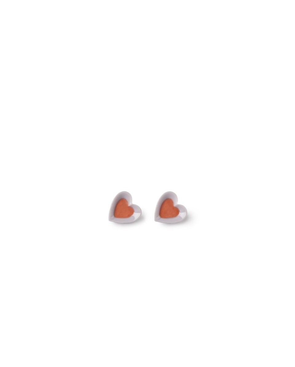 "Hearts Stud Earrings in Violet & Red - Lladró Porcelain"