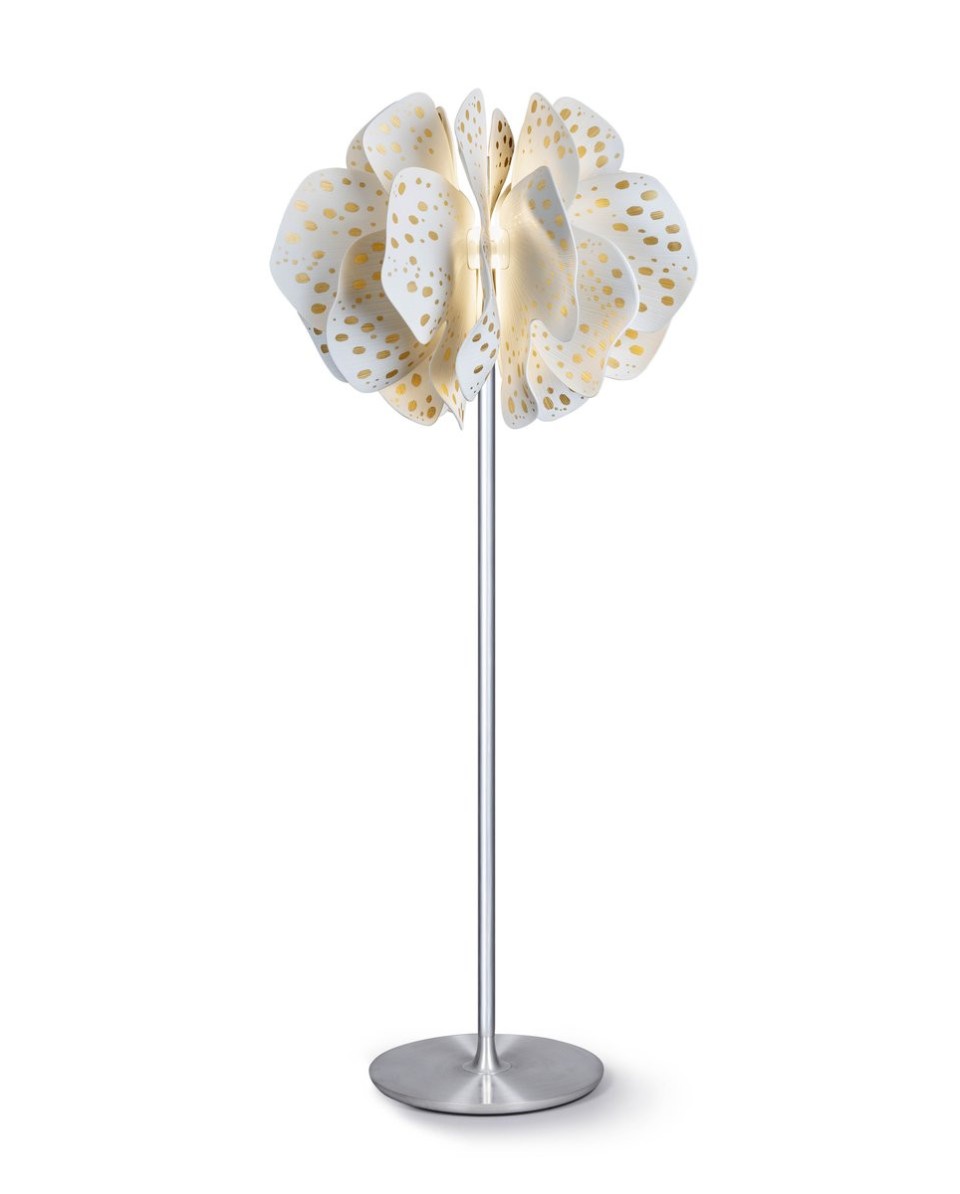 Nightbloom Floor Lamp - White-Gold Lladro Porcelain