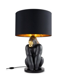 Gorilla Lamp Black-Gold Lladro Porcelain 01024166