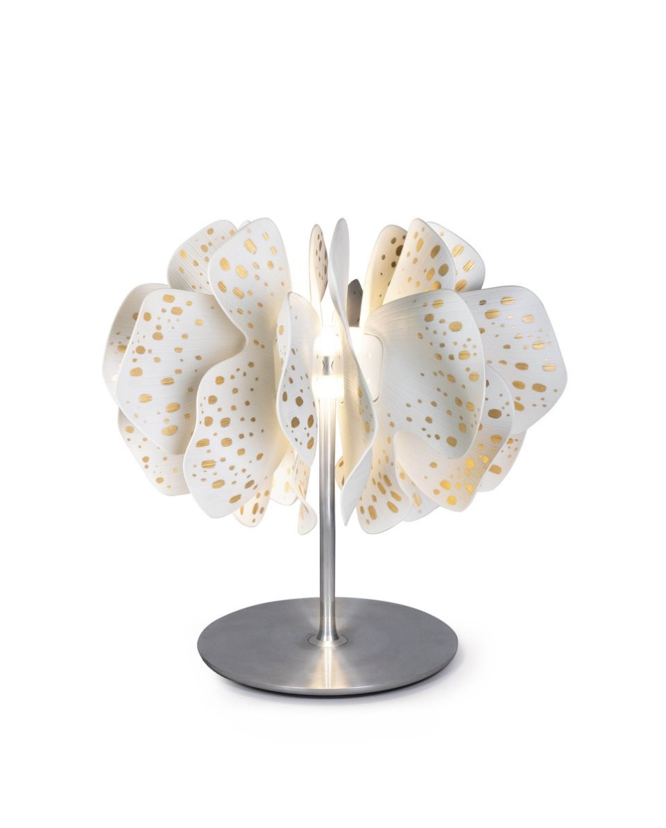 Lámpara mesa Nightbloom (blanco-oro)(UK) Porcelana Lladró 01024031  