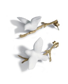 "Lladró Magic Forest Long Earrings 01010071 - Ouro 18k e Porcelana"