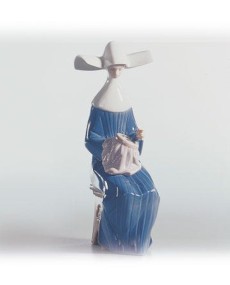 "Lladro TIME TO SEW (BLUE) Porzellan 01005501 - 21cm Höhe, 652g - Ti