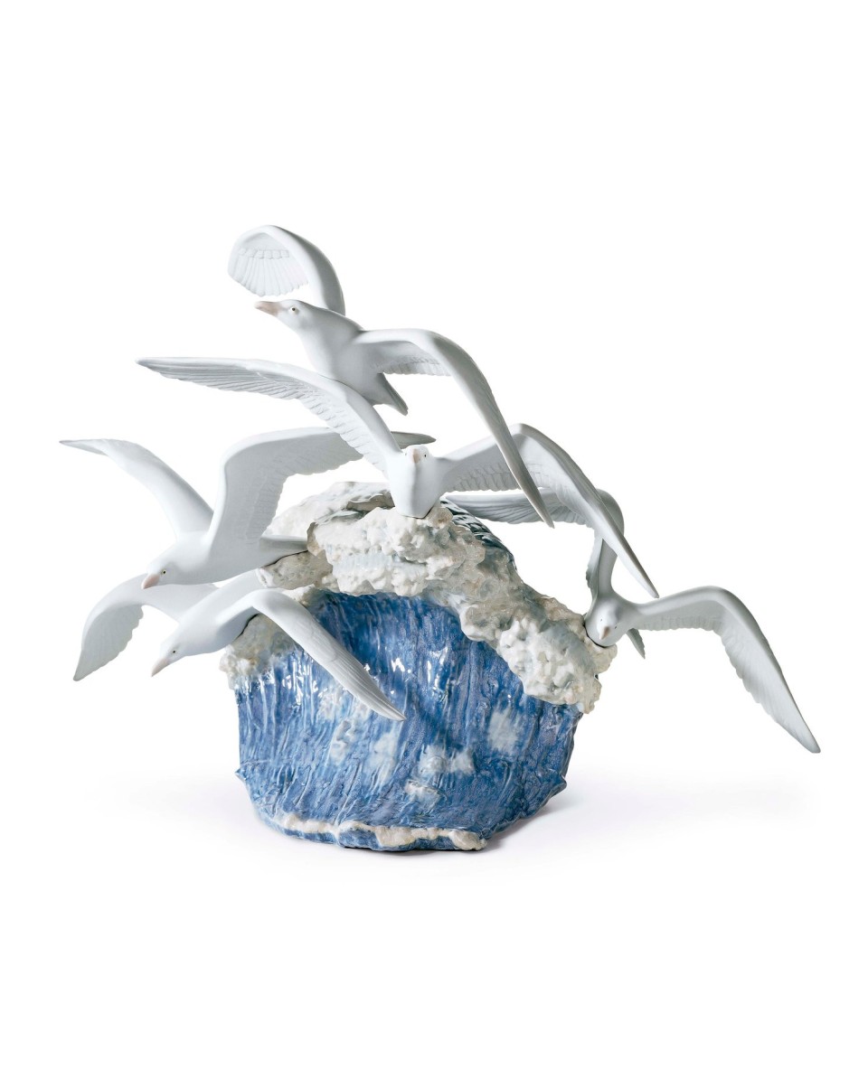 "Lladro SEAGULLS IN FLIGHT Porcellana 01006952 - Scultura Artistica d