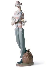 "Lladro Clown in Love Porcelana 01006997 - Escultura Elegante de 35cm