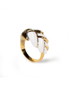 "Anel Ajustável Lladró Heliconia Metal Ring em Porcelana 01010179 -