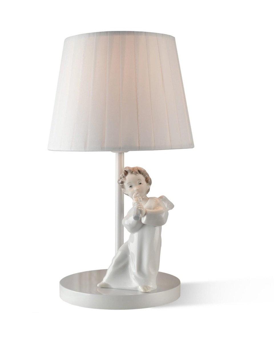 "Lladró Angel with Flute Lamp 01023142 - Porcelana, 35cm Height, 20c