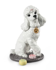 Poodle with Mochis Dog Figurine - Lladro Porcelain