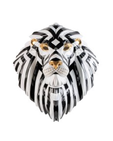 Lion Mask Black-Gold Lladró Porcelain 01009566