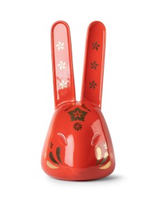 Lladro Rabbit Sculpture: Red-Gold Porcelain (01009590)