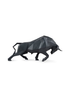 "Lladró Bull Sculpture 01009593 - Matte Black Origami Collection | T