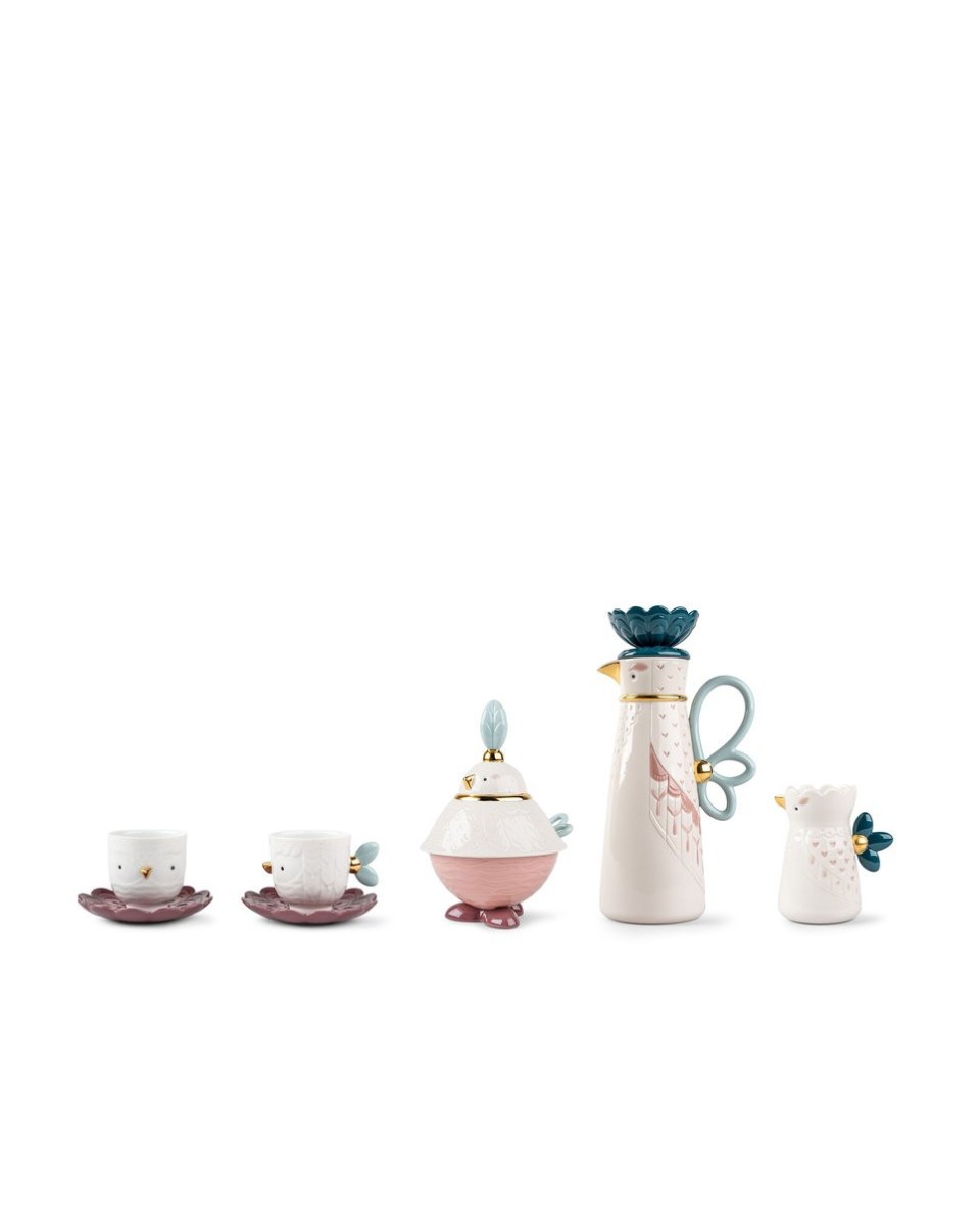 "Lladró Kawki Porcelana Coffee Set 01009663 - Arte e Tradição em S