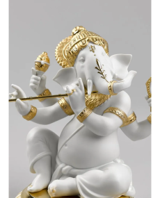 Lladro Porcelaine BANSURI GANESHA (GOLDEN RE-DECO) 01009277