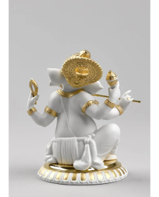 Lladro Porcelain BANSURI GANESHA (GOLDEN RE-DECO) 01009277