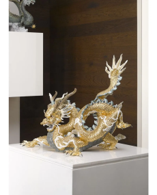 Lladro 01001973 GRAN DRAGÓN (ORO) Porcelana Lladro