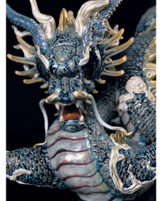 Lladro 01001934 GRAND DRAGON BLEU ET DORE 01001934