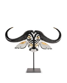 Buffalo mask (black-gold) Sculpture Lladró Porcelain 01009594