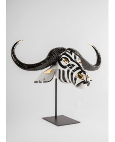 Buffalo mask (black-gold) Sculpture Lladró Porcelain 01009594