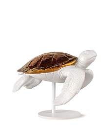 Sea Turtles couple (white - copper) Sculpture Lladró Porcelain 01009598