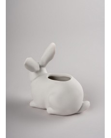 Bunny Garden Figurine. Matte White. Plant the Future Lladró Porcelain 01009644