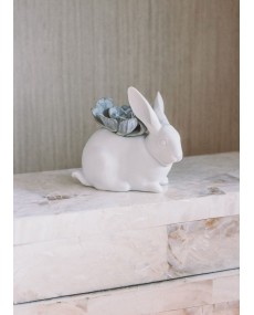 Bunny Garden Figurine. Matte White. Plant the Future Lladró Porcelain 01009644