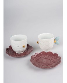 Set of 2 cups and saucers Kawki Lladró Porcelain 01009661