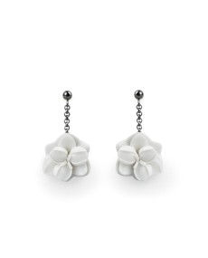 Pendientes cortos Orquídea Porcelana Lladró 01010227  