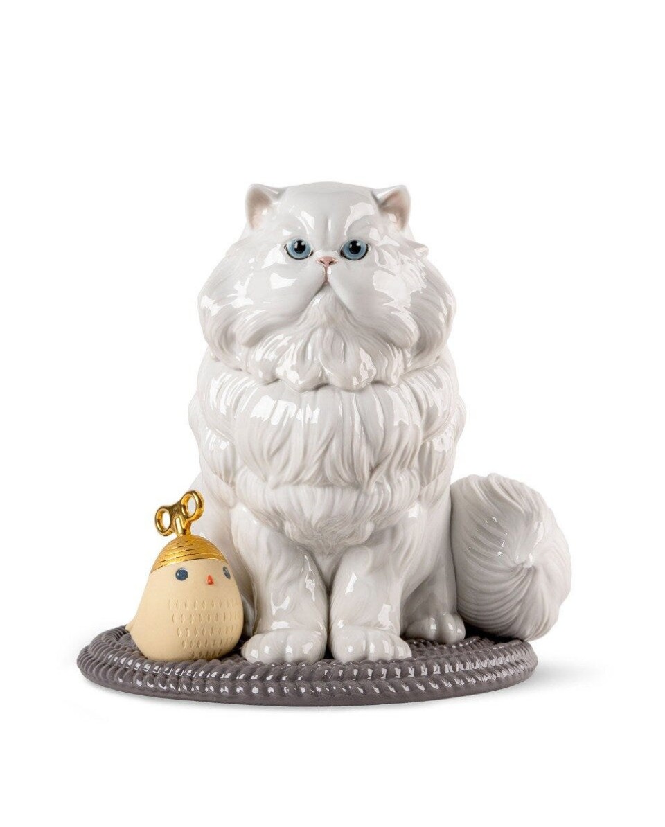 "Lladró Persian Cat Porcelana 01009688 - Elegância e Detalhes Artes