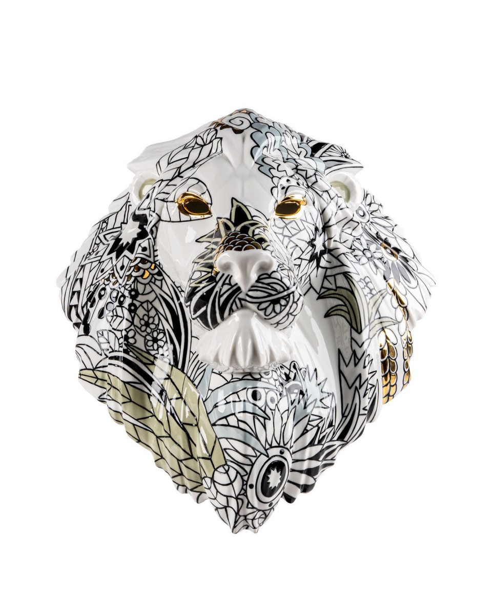 Lion Mask Lladro Porcelain: Wild Nature Sculpture