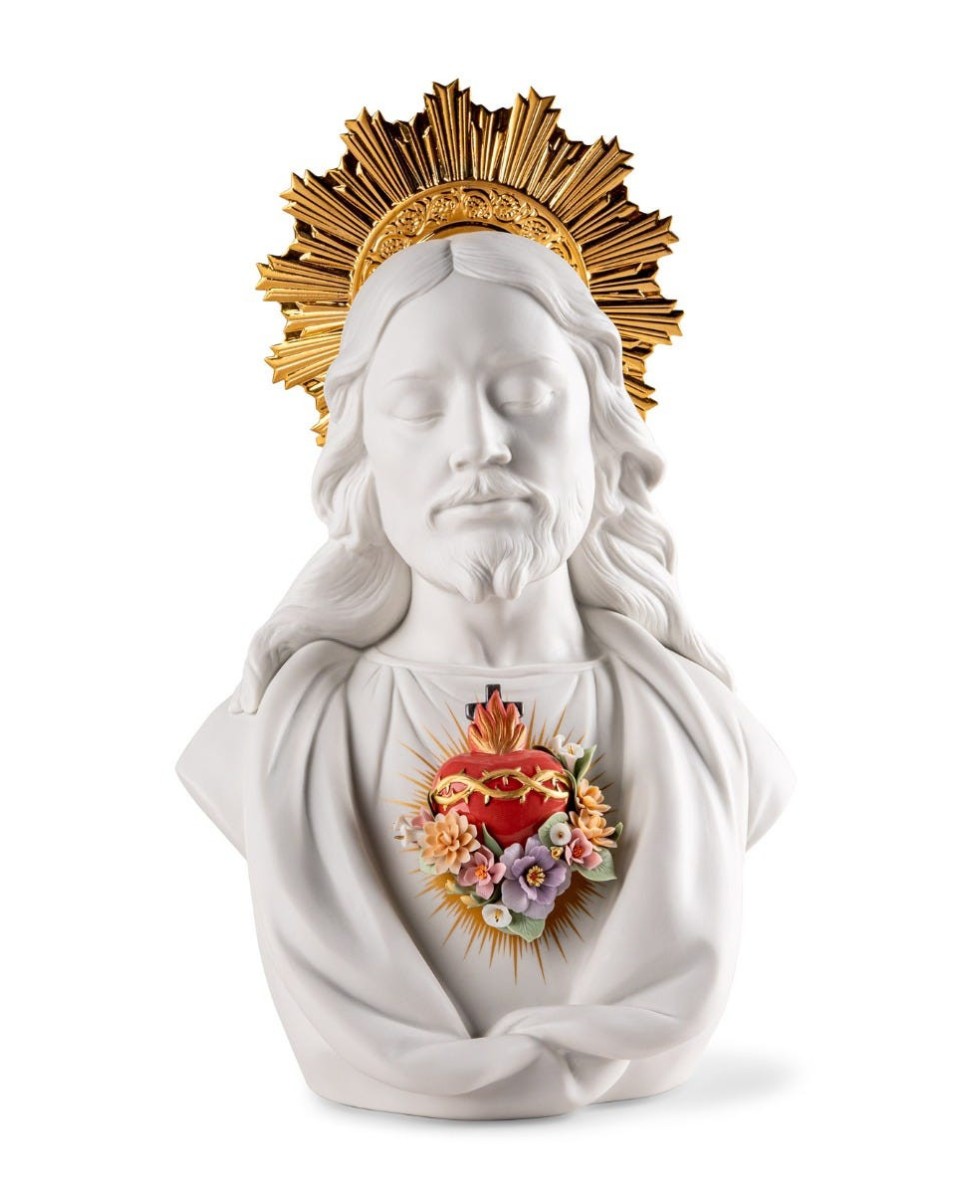 "Sacred Heart of Jesus Lladró Porcelain 01009711 - Arte Cristã Excl