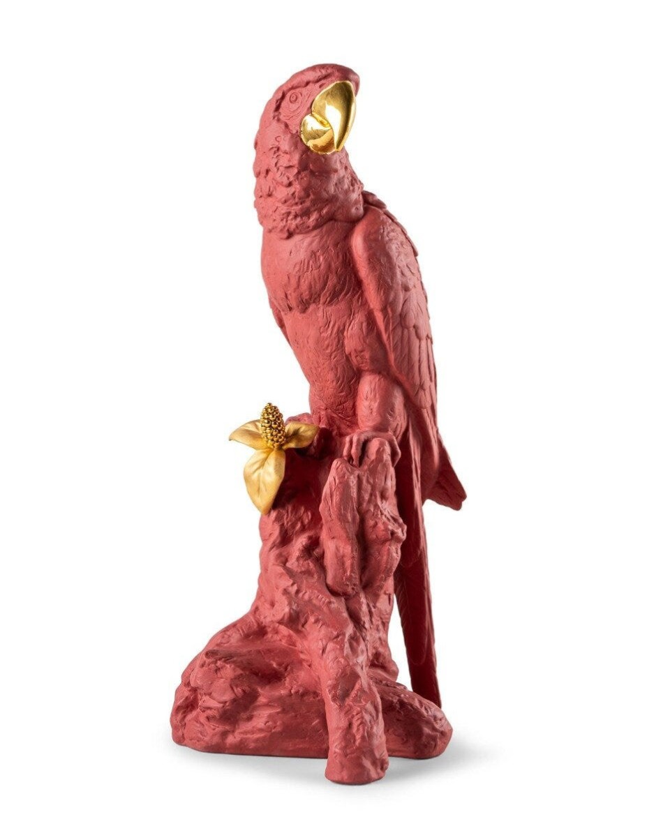 "Lladró Macaw Bird Red-Gold Porcelana 01009690 - Série Limitada Exc