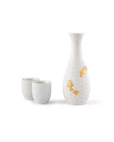 "Lladró Koi Sake Set Porcelana 01017824 - Elegância e Simbolismo em