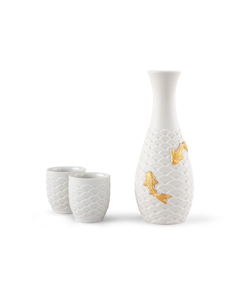 "Lladró Koi Sake Set Porcelana 01017824 - Elegância e Simbolismo em