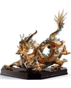 Figura de Porcelana Lladro - Gran Dragón Oro