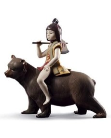 Lladro Kintaro and the Bear Porcelain Figurine