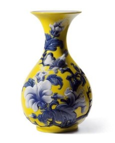 "Lladro 01008725 Jarrón Gorriones Amarillo - Porcelana Lladro"