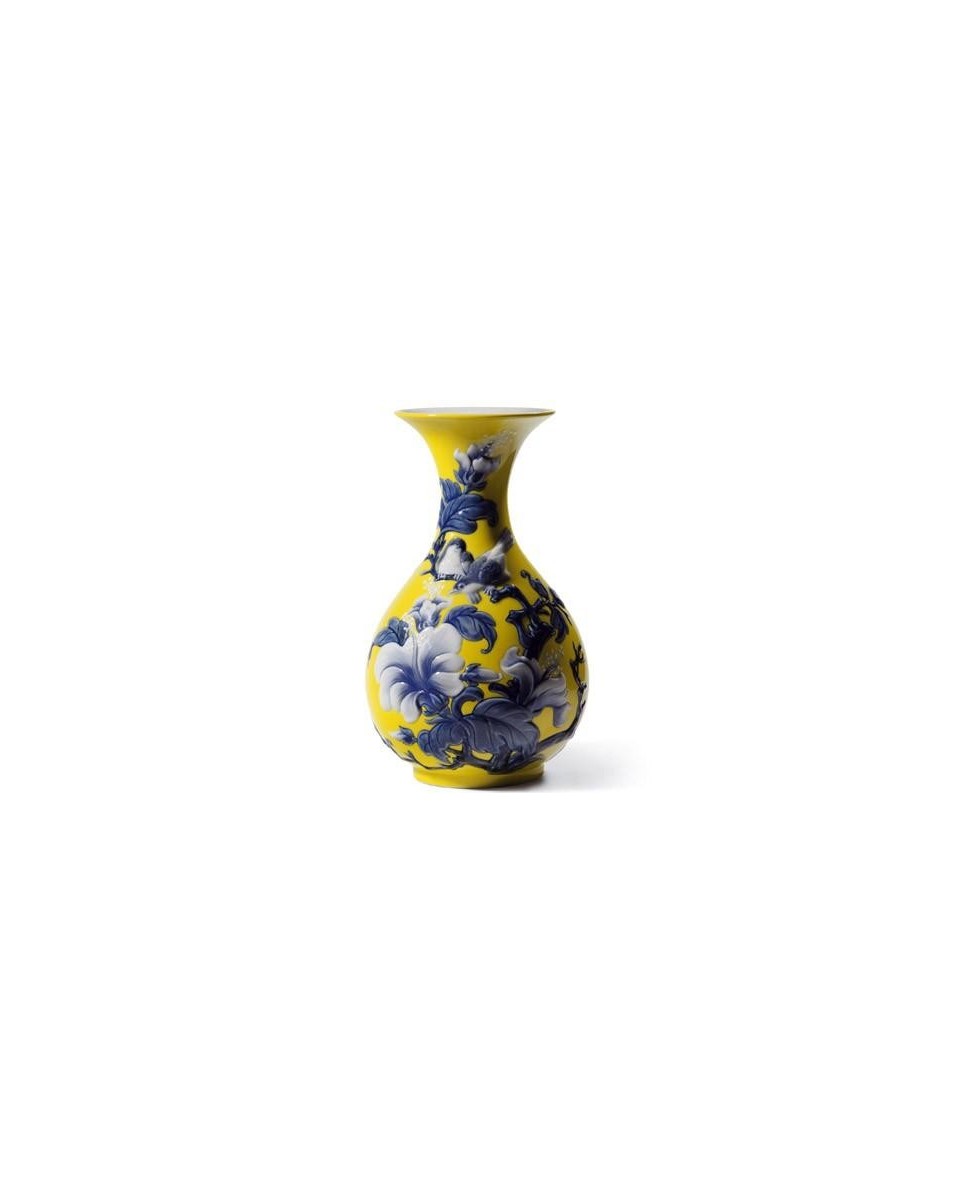 "Lladro 01008725 Jarrón Gorriones Amarillo - Porcelana Lladro"