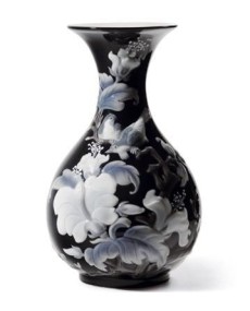 Lladro 01008726: Jarrón Gorrión Negro - Porcelana Lladro