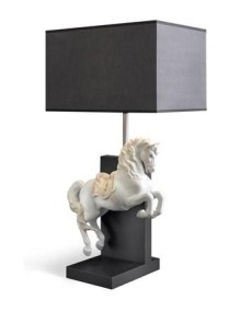 Lladro Horse on Courbette Lamp - Porcelain Décor