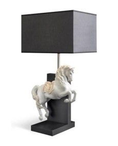 Lladro Horse on Courbette Lamp - Porcelain Décor